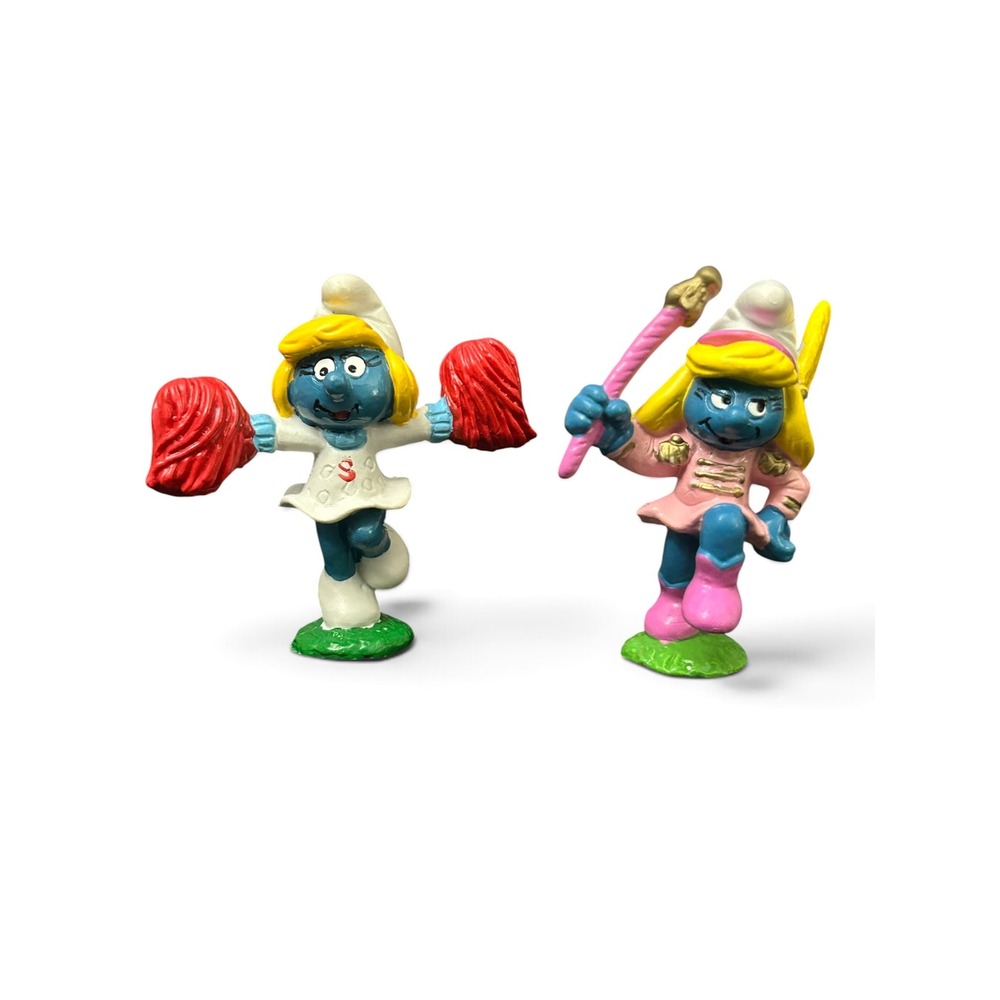 Vintage Schleich Smurfette Figures (Cheerleader #20149 & Majorette #20188 Pair)